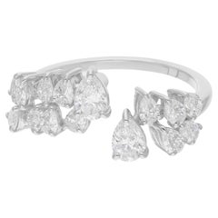 Anillo puño diamante pera SI/H natural 1,33 quilates Oro blanco 14 quilates Joyería fina