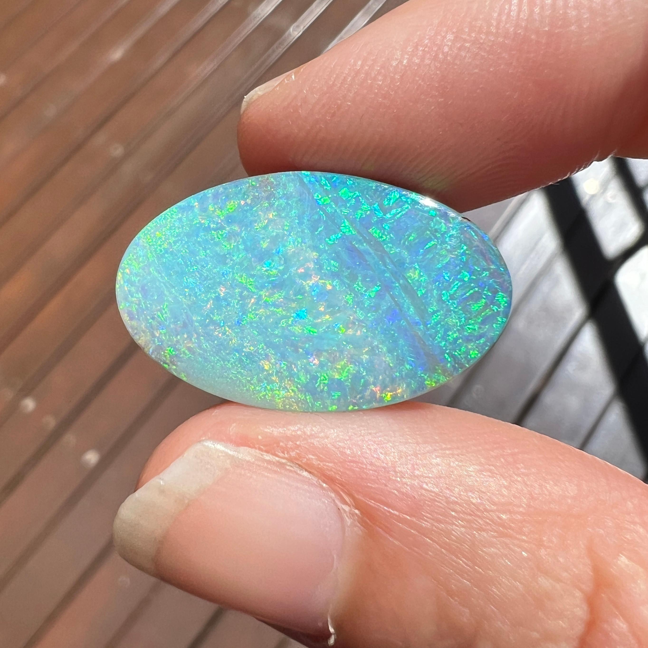 Cabochon Natural 13.31 Ct Austalian Boulder Oval Opal mined by Sue Cooper For Sale