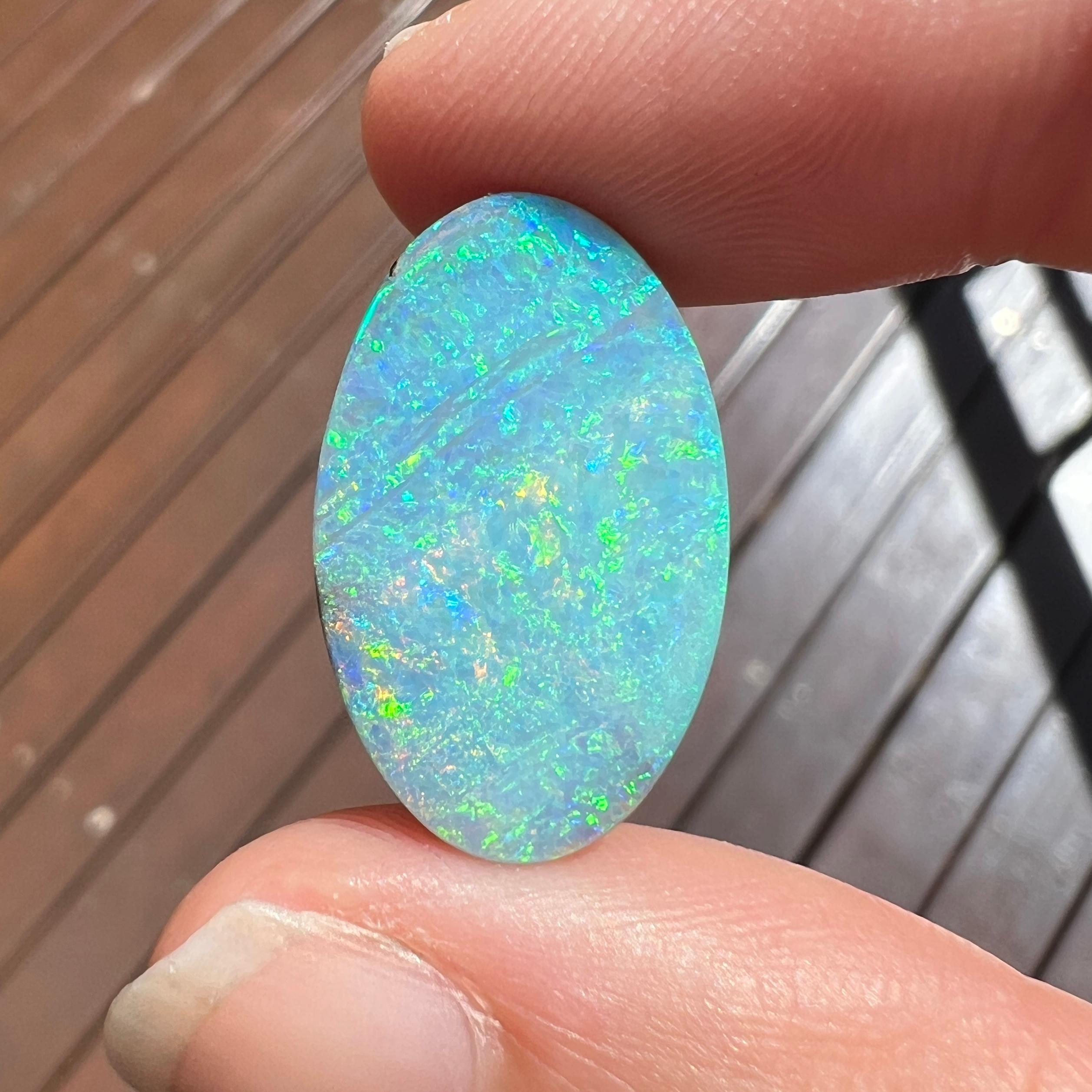 Natural 13.31 Ct Austalian Boulder Oval Opal mined by Sue Cooper In New Condition For Sale In BELCONNEN, ACT
