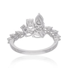 Natural 1.34 Carat Pear Diamond Ring 18 Karat White Gold Handmade Fine Jewelry