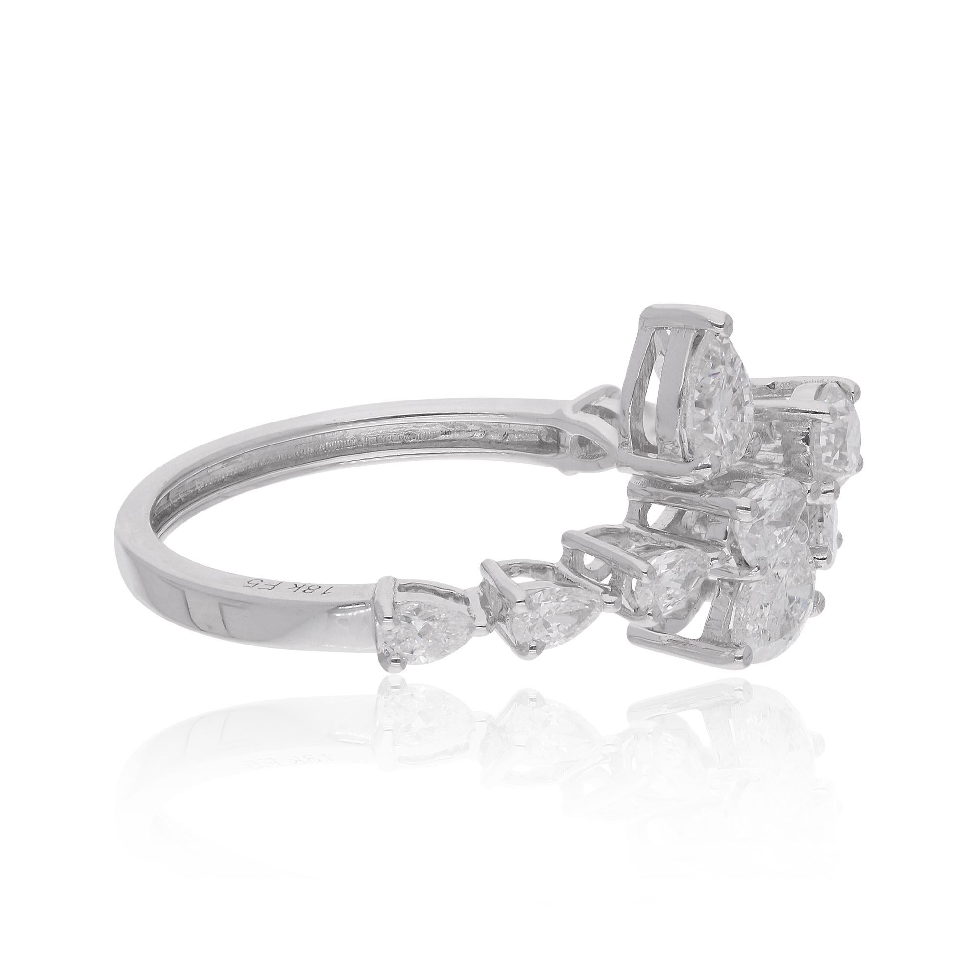 Anillo de diamantes pera naturales 1,34 quilates Oro blanco 18 quilates Joyería fina hecha a mano Moderno en venta