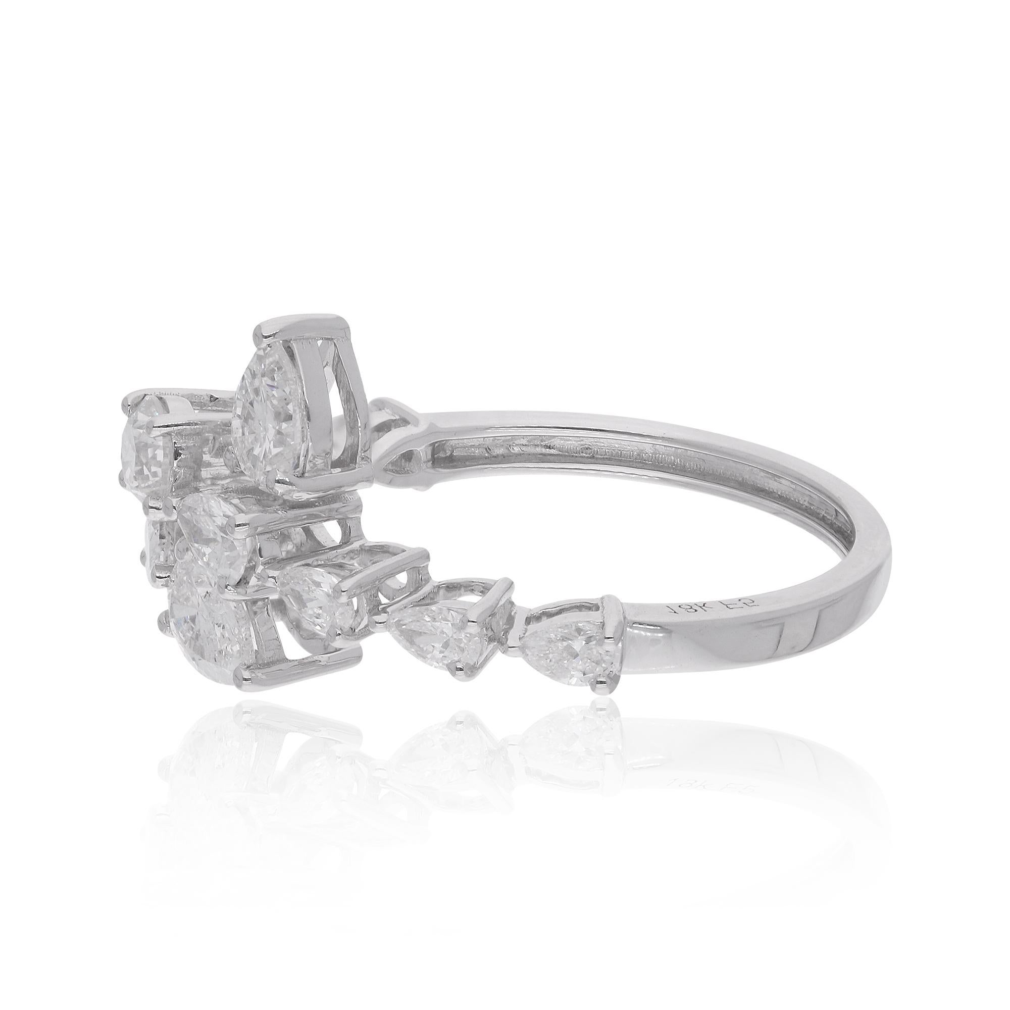 De las mujeres Anillo de diamantes pera naturales 1,34 quilates Oro blanco 18 quilates Joyería fina hecha a mano en venta