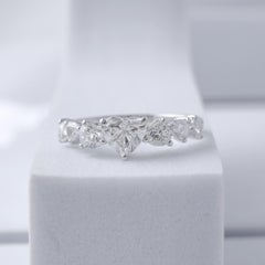 1.34 Ct Natural Diamond Heart Shaped Engagement Ring, Solid 18K White Gold