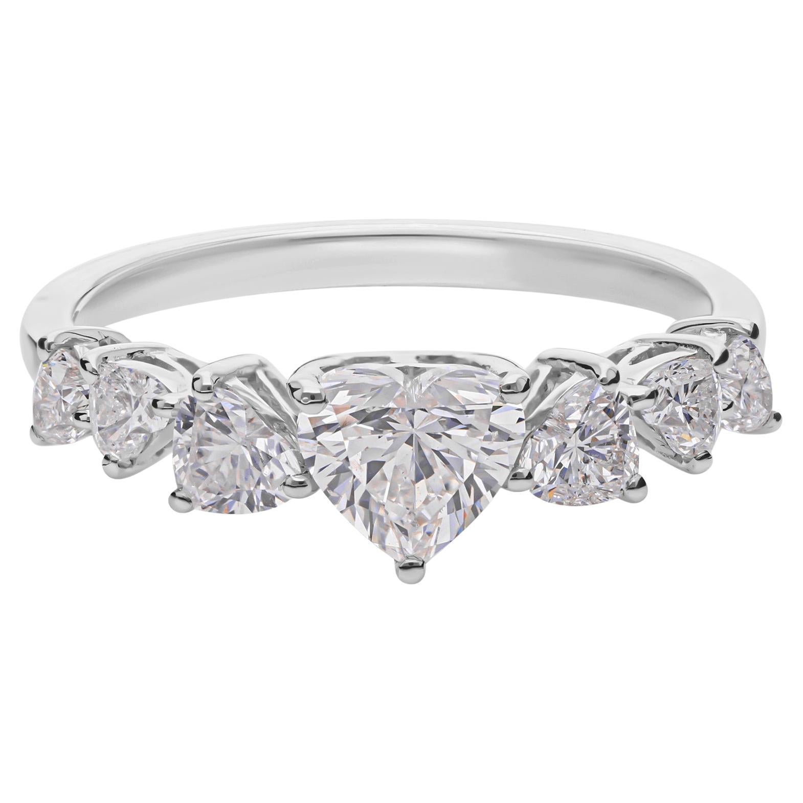 Im Angebot: Natürlicher 1,34 Karat SI Reinheit HI Farbe Herz Diamantring 18 Karat Weißgold ()