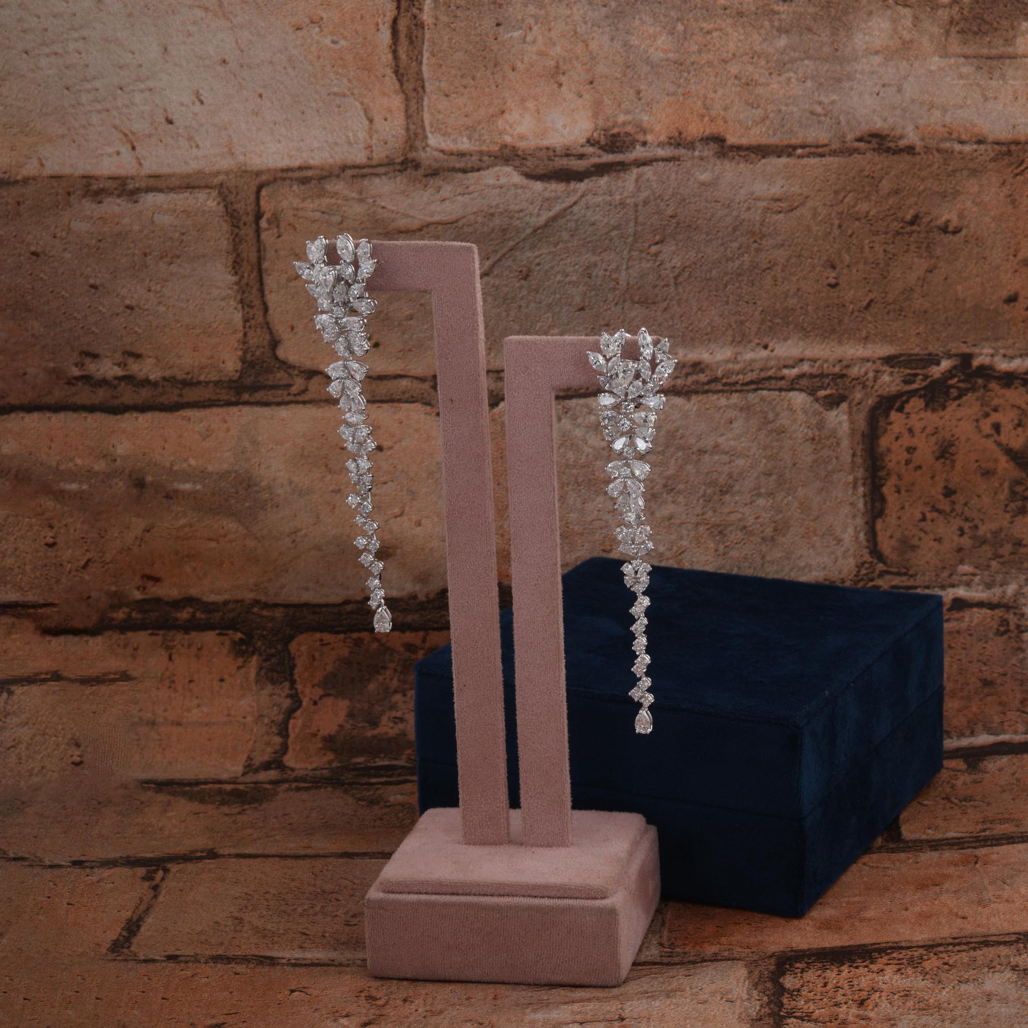13.47 Carat SI/H Diamant poire taille brillant Boucles d'oreilles pendantes en or blanc 18k Neuf - En vente à Diera, Dubai