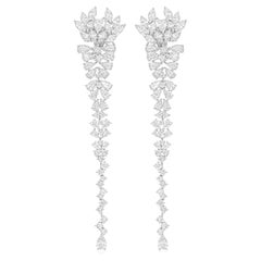 13.47 Carat SI/H Diamant poire taille brillant Boucles d'oreilles pendantes en or blanc 18k