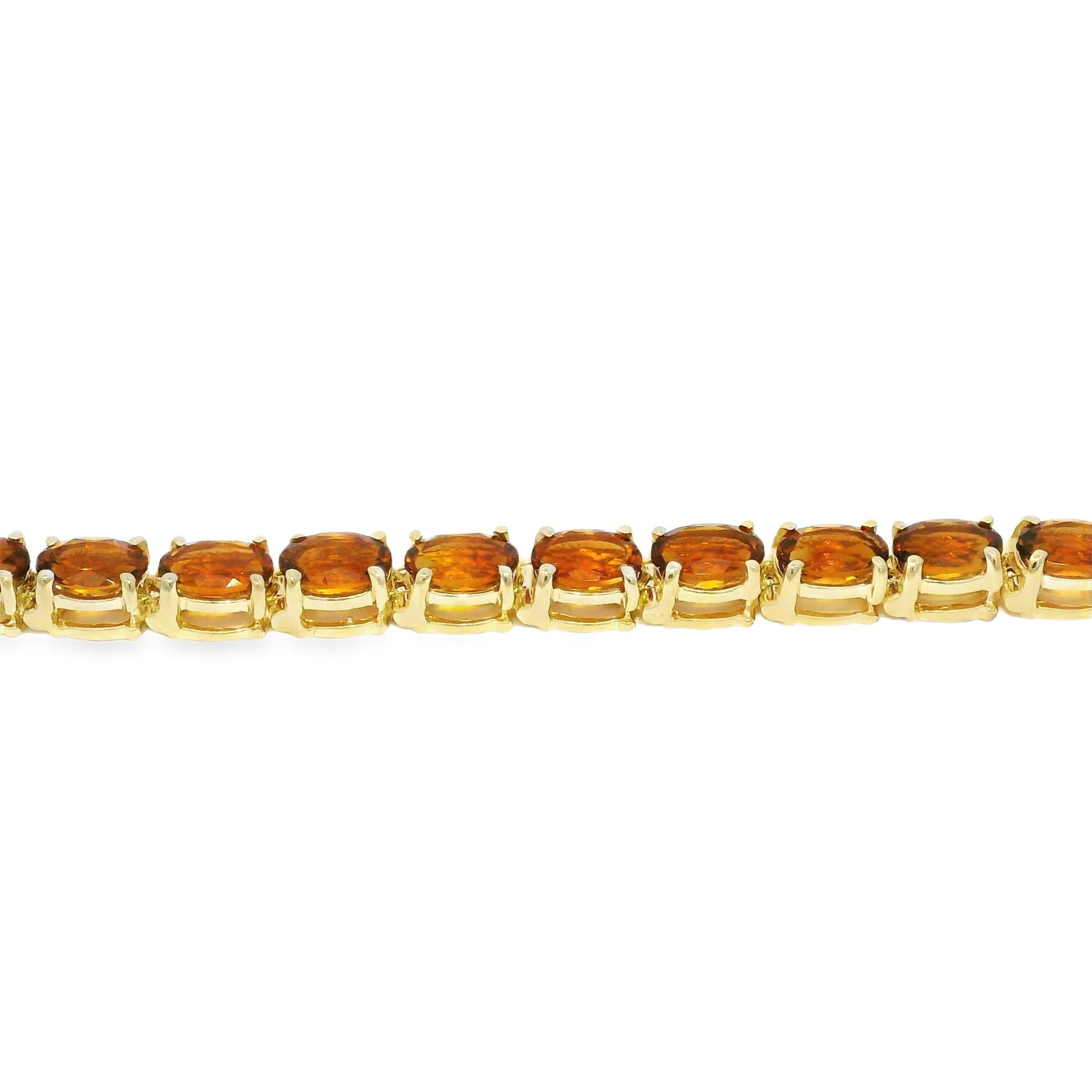 Women's Natural 13.5 Carat Oval-Cut Citrine 14-Karat Tennis Bracelet In Stock For Sale