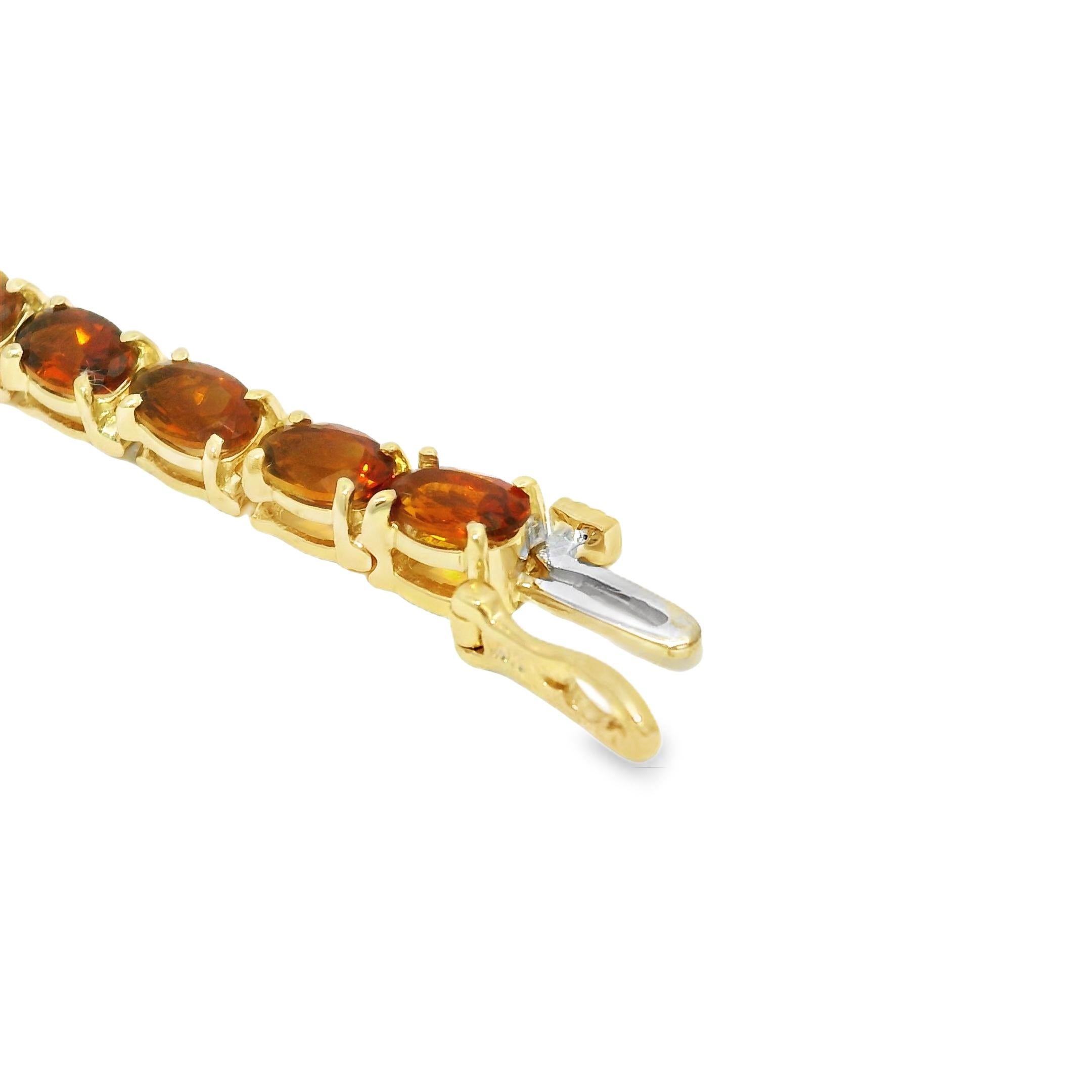 Natural 13.5 Carat Oval-Cut Citrine 14-Karat Tennis Bracelet In Stock For Sale 1