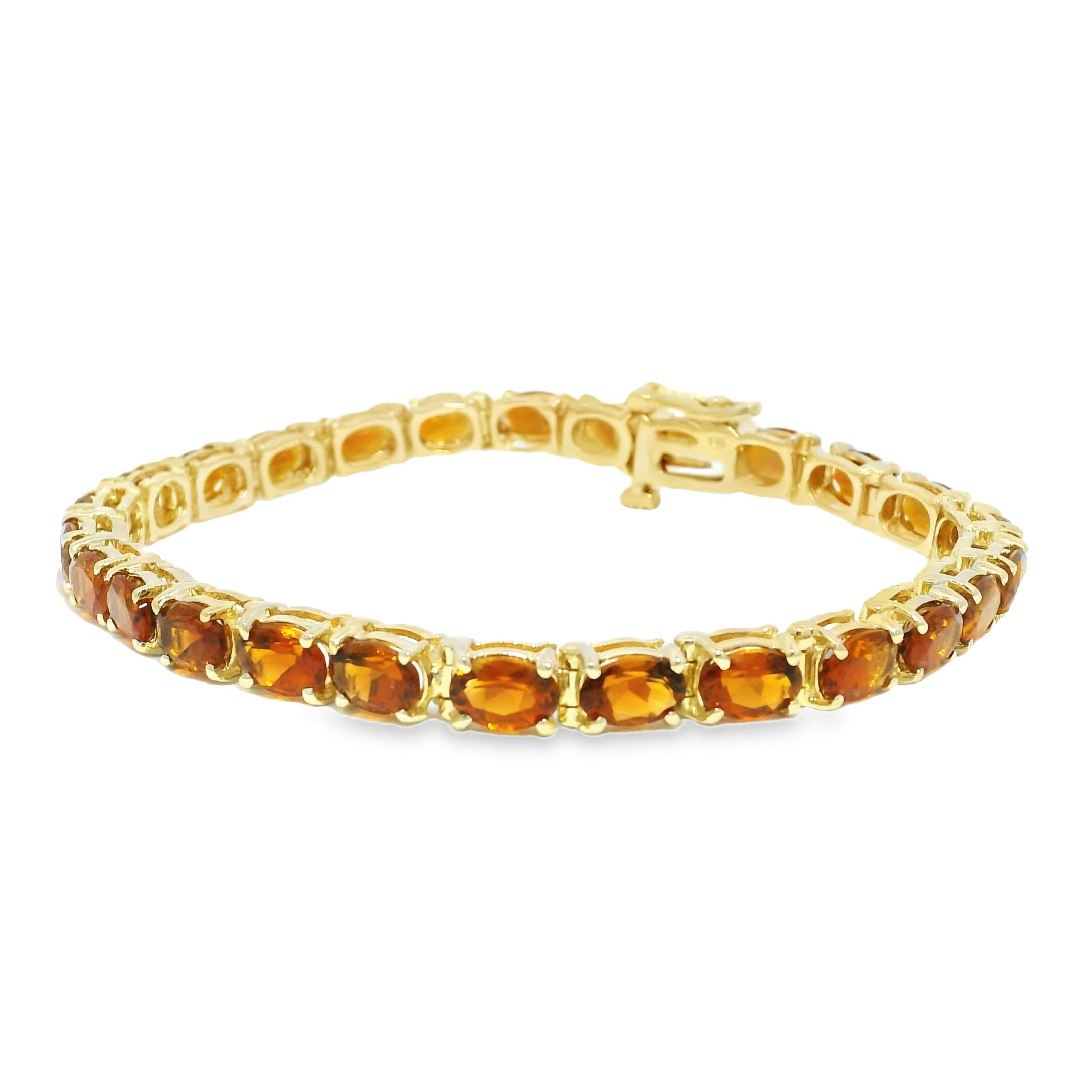 Natural 13.5 Carat Oval-Cut Citrine 14-Karat Tennis Bracelet In Stock For Sale 3