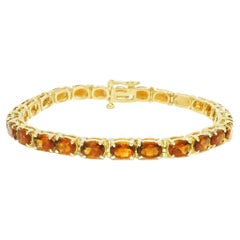 Natural 13.5 Carat Oval-Cut Citrine 14-Karat Tennis Bracelet In Stock