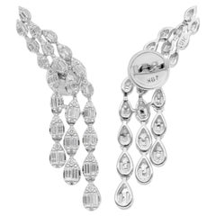 Natural 1.35 Carat SI/H Baguette Diamond Earrings 18 Karat White Gold Jewelry
