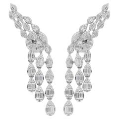Natural 1.35 Carat SI/H Baguette Diamond Earrings 18 Karat White Gold Jewelry