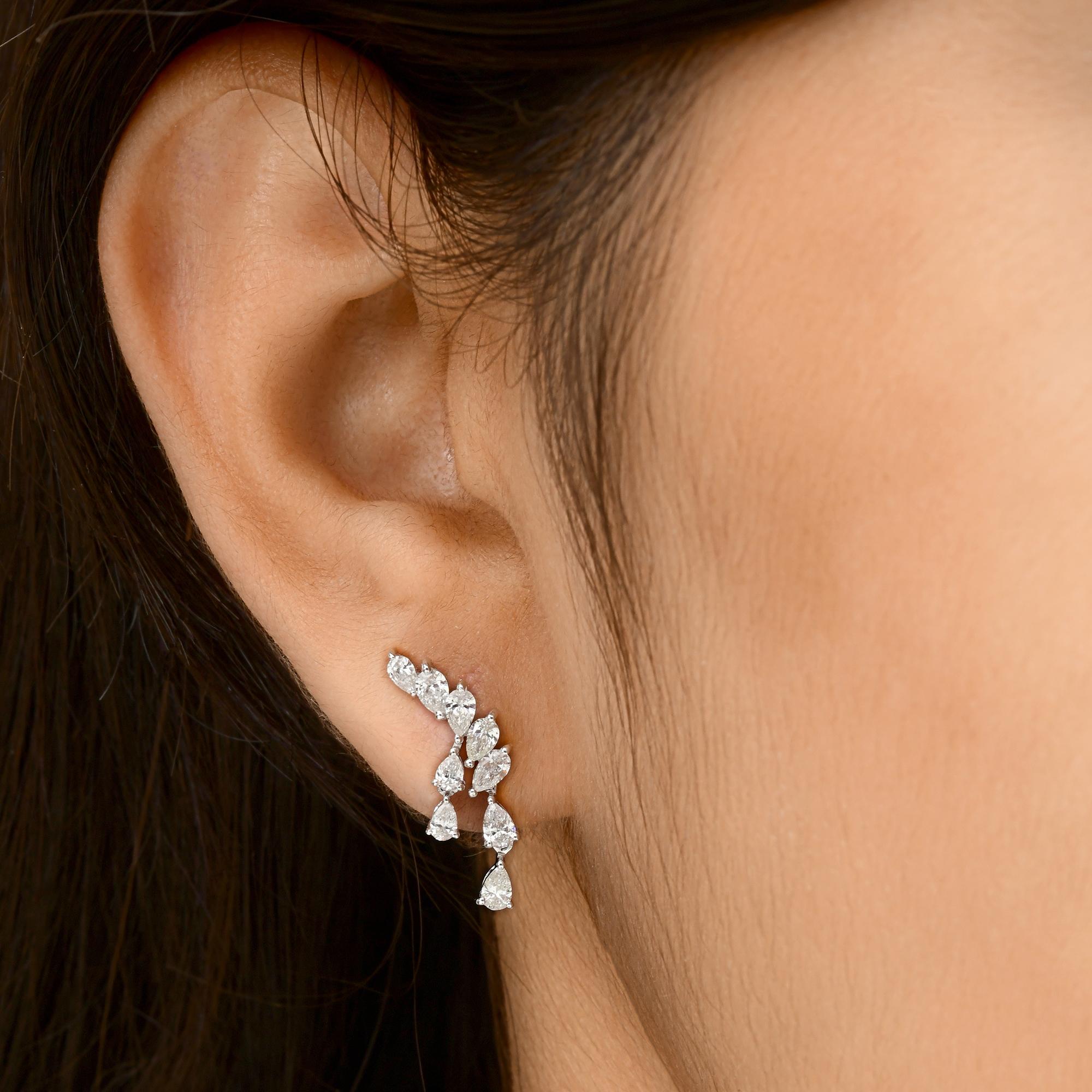 Boucles d'oreilles en diamant naturel 1.35 carat SI/H taille poire Brilliante or blanc 18 carats Neuf - En vente à Diera, Dubai