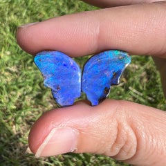 Alas de mariposa de ópalo de Boulder talladas naturales de 13,54 qt extraídas por Sue Cooper