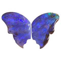 Naturel 13.54 Ct sculpté Boulder Opal ailes de papillon mined by Sue Cooper