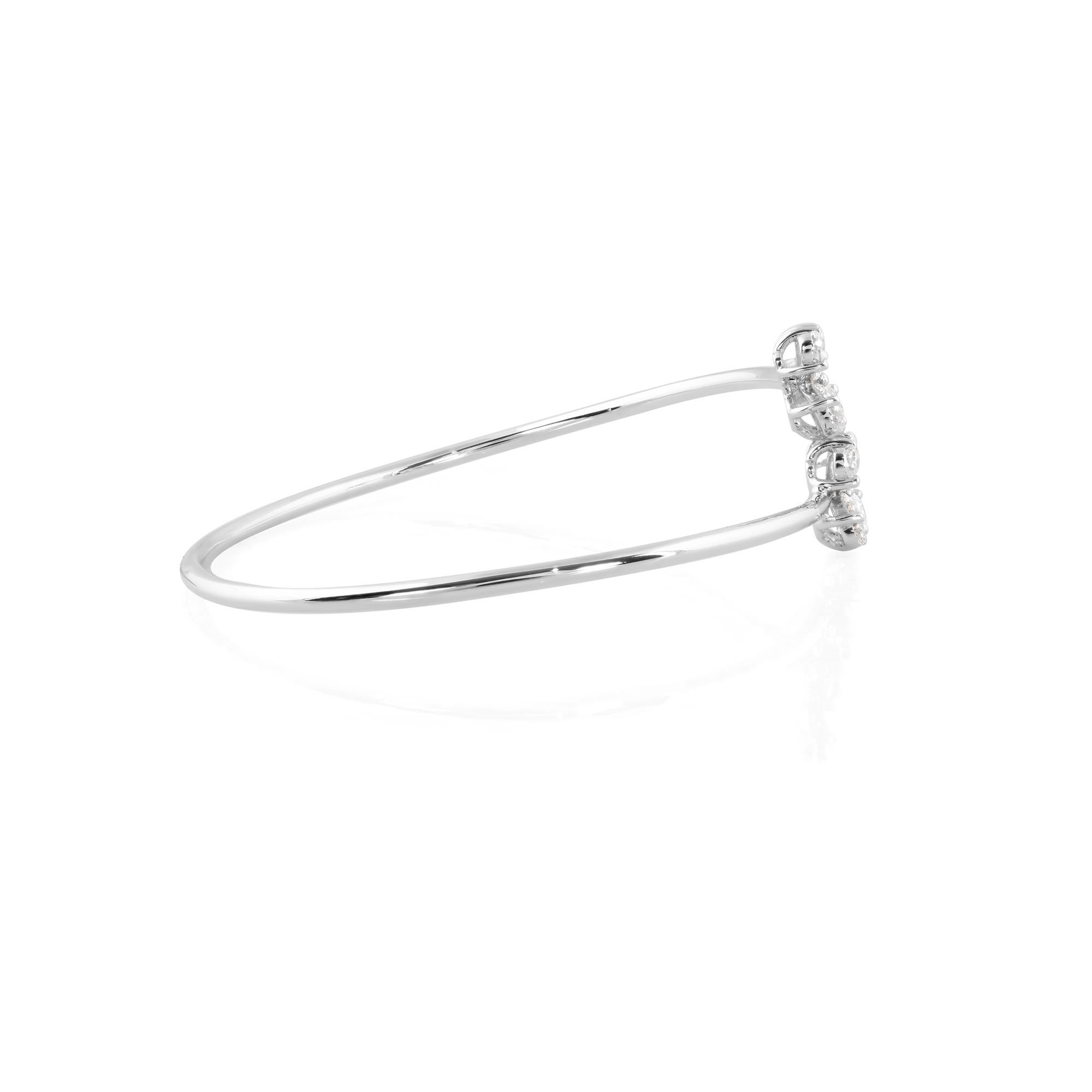 Modern Natural 1.36 Carat Pear Diamond Bangle Bracelet 14 Karat White Gold Fine Jewelry For Sale