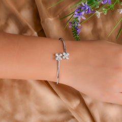 Natural 1.36 Carat Pear Diamond Bangle Bracelet 18 Karat White Gold Fine Jewelry