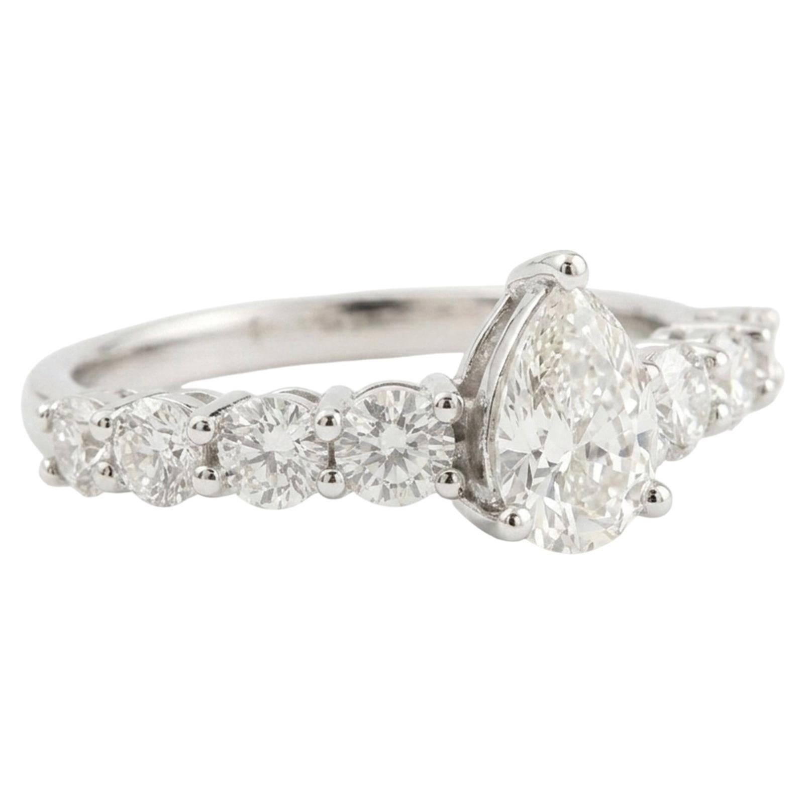 Natural 1.36 Carat SI Clarity HI Color Diamond Ring 18 Karat White Gold Jewelry