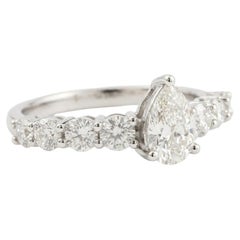 Natural 1.36 Carat SI Clarity HI Color Diamond Ring 18 Karat White Gold Jewelry
