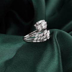 Nature 1.36 Carat SI Clarity HI Color Diamond Wrap Ring 18 Karat White Gold
