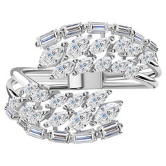 Nature 1.36 Carat SI Clarity HI Color Diamond Wrap Ring 18 Karat White Gold