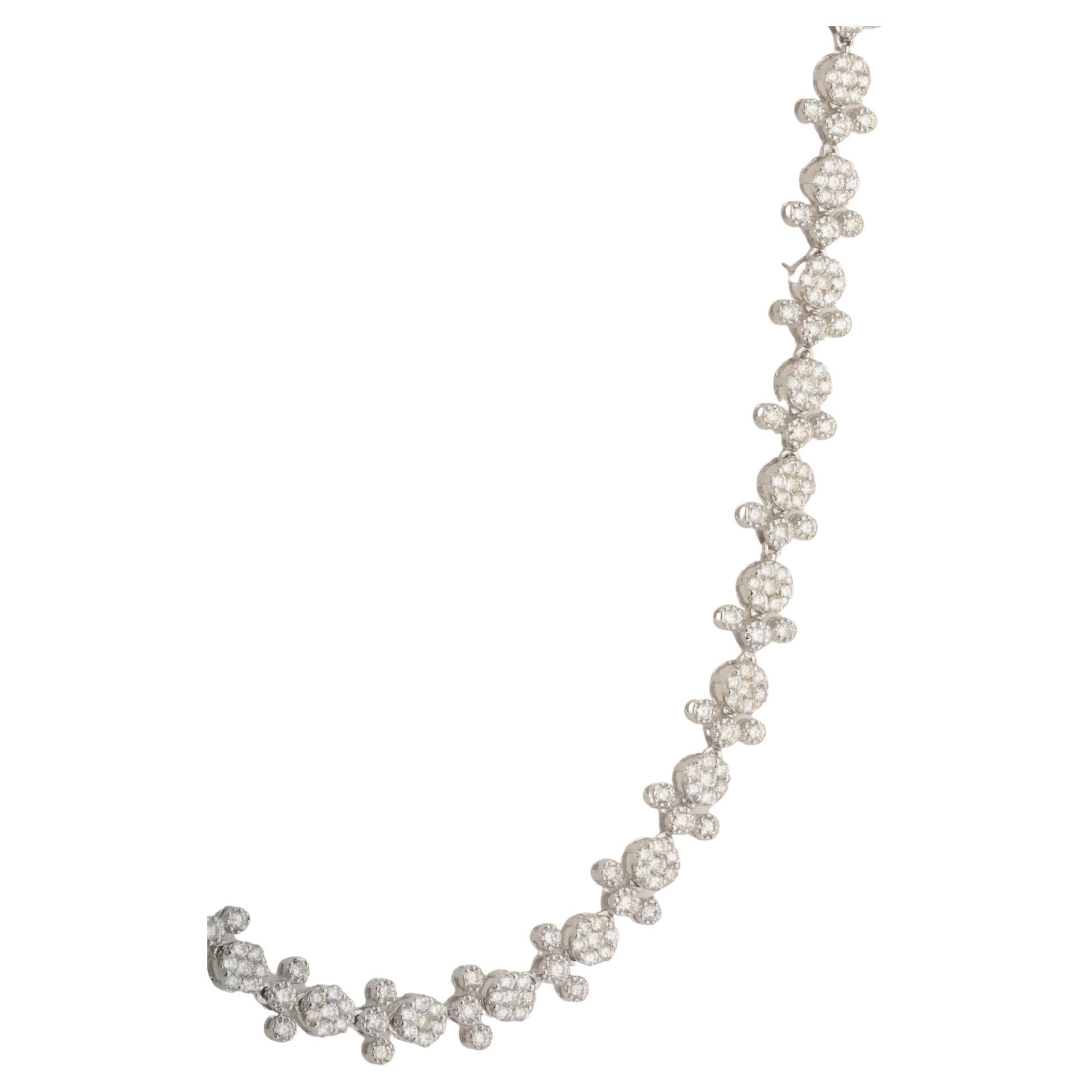 Modern Natural 13.62 Carat Diamond Charm Necklace 14 Karat White Gold Handmade Jewelry For Sale