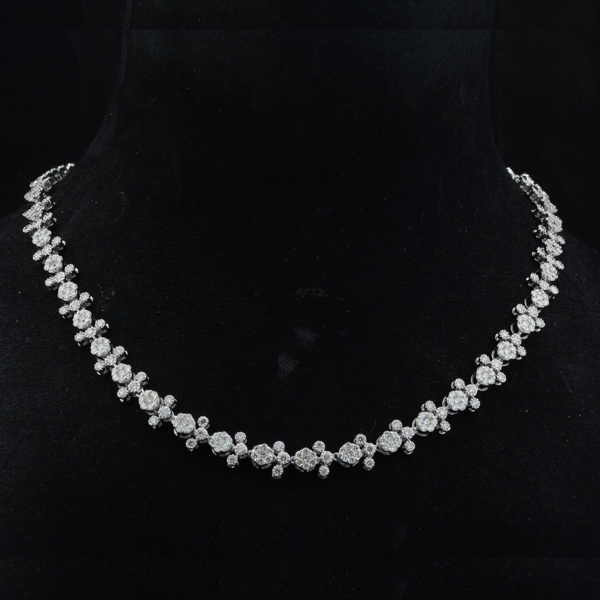 Women's Natural 13.62 Carat Diamond Charm Necklace 14 Karat White Gold Handmade Jewelry For Sale