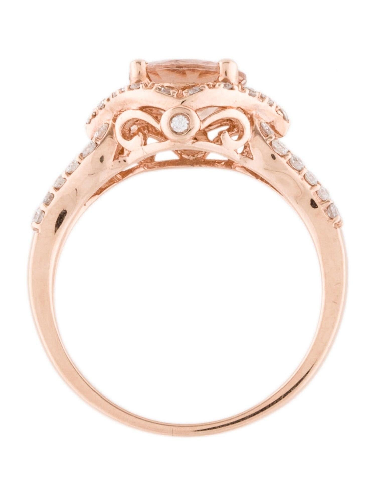 Natural 1.36Ct Morganite 14K Rose Gold Round Cocktail Ring In New Condition For Sale In New York, NY