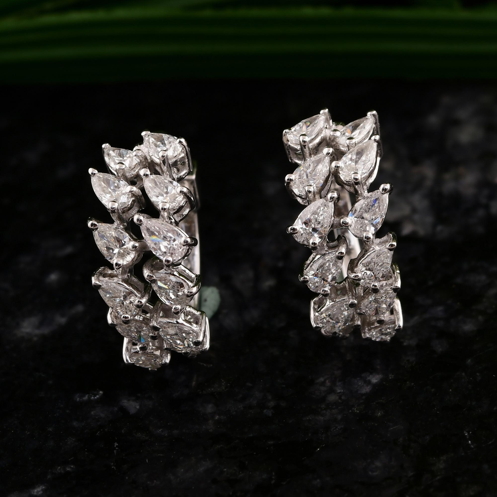 Natürliche natürliche 1,37 Karat SI Reinheit HI Farbe Birnen-Diamant-Ohrringe 18 Karat Weißgold (Moderne) im Angebot