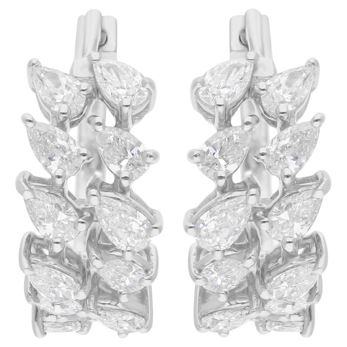 Natural 1.37 Carat SI Clarity HI Color Pear Diamond Earrings 18 Karat White Gold