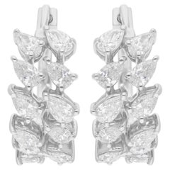 Natural 1.37 Carat SI Clarity HI Color Pear Diamond Earrings 18 Karat White Gold