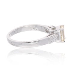 Natural 1.37 Carat SI/H Emerald Cut Diamond Ring 18 Karat White Gold Jewelry