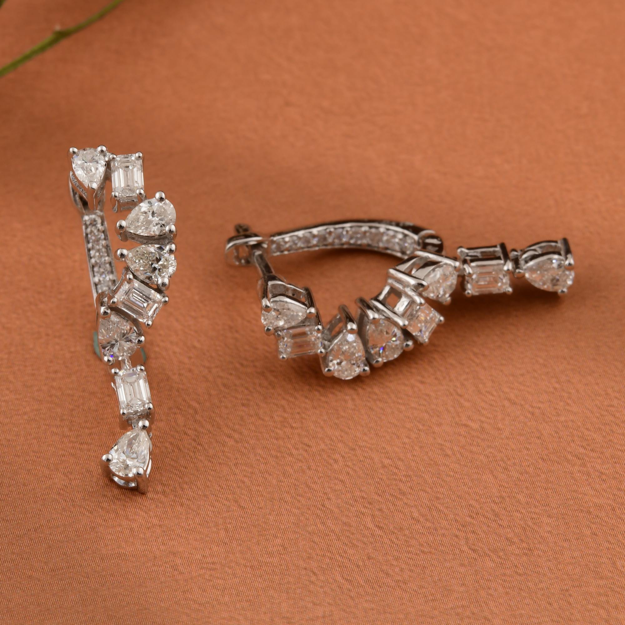 Natural 1.37 Carat SI/H Multi Shape Diamond Earrings 18 Karat White Gold Jewelry For Sale 1