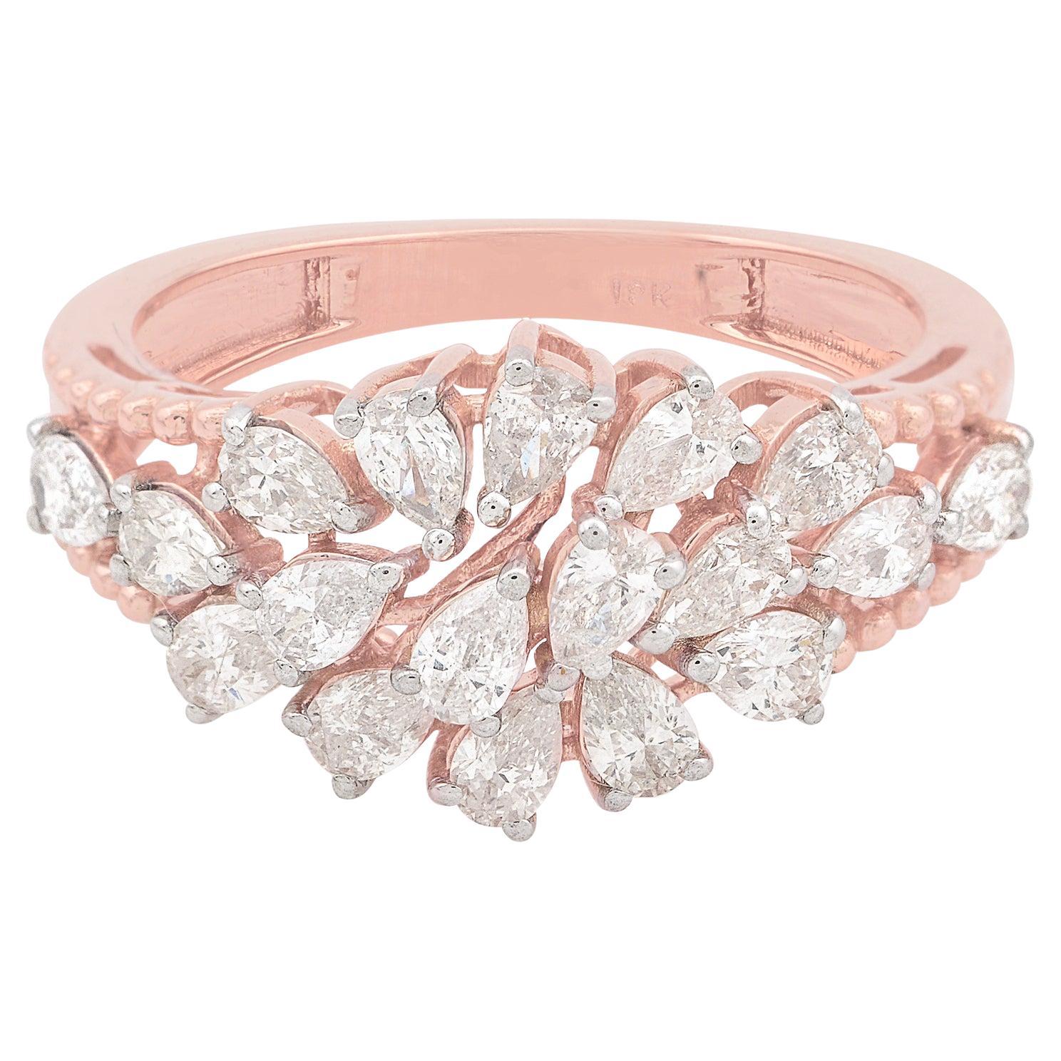 Diamante a forma di pera naturale da 1,37 carati SI/H in oro rosa 18 carati Gioielli di pregio