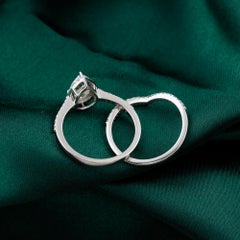 Natural 1.37 Carat SI/H Pear Round Diamond Ring Set 18 Karat White Gold Jewelry