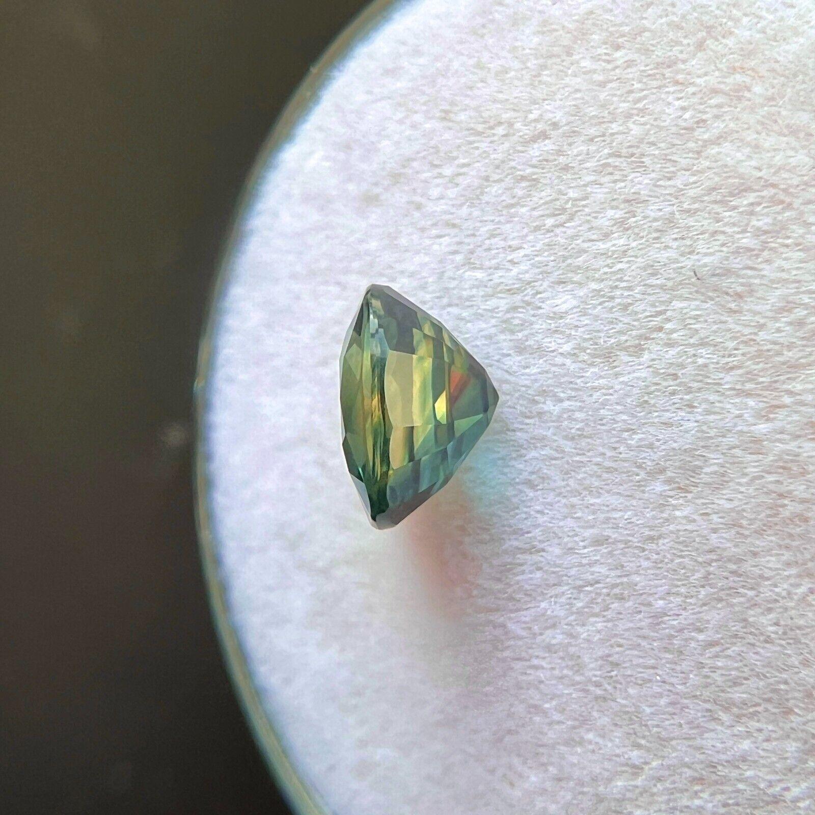 Zafiro verde azul no tratado natural de 1,37 ct, certificado por la GIA, talla cojín 6,7x5,5 mm en venta 2