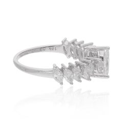 Natural 1.38 Carat SI Clarity HI Color Marquise Diamond Ring 18 Karat White Gold