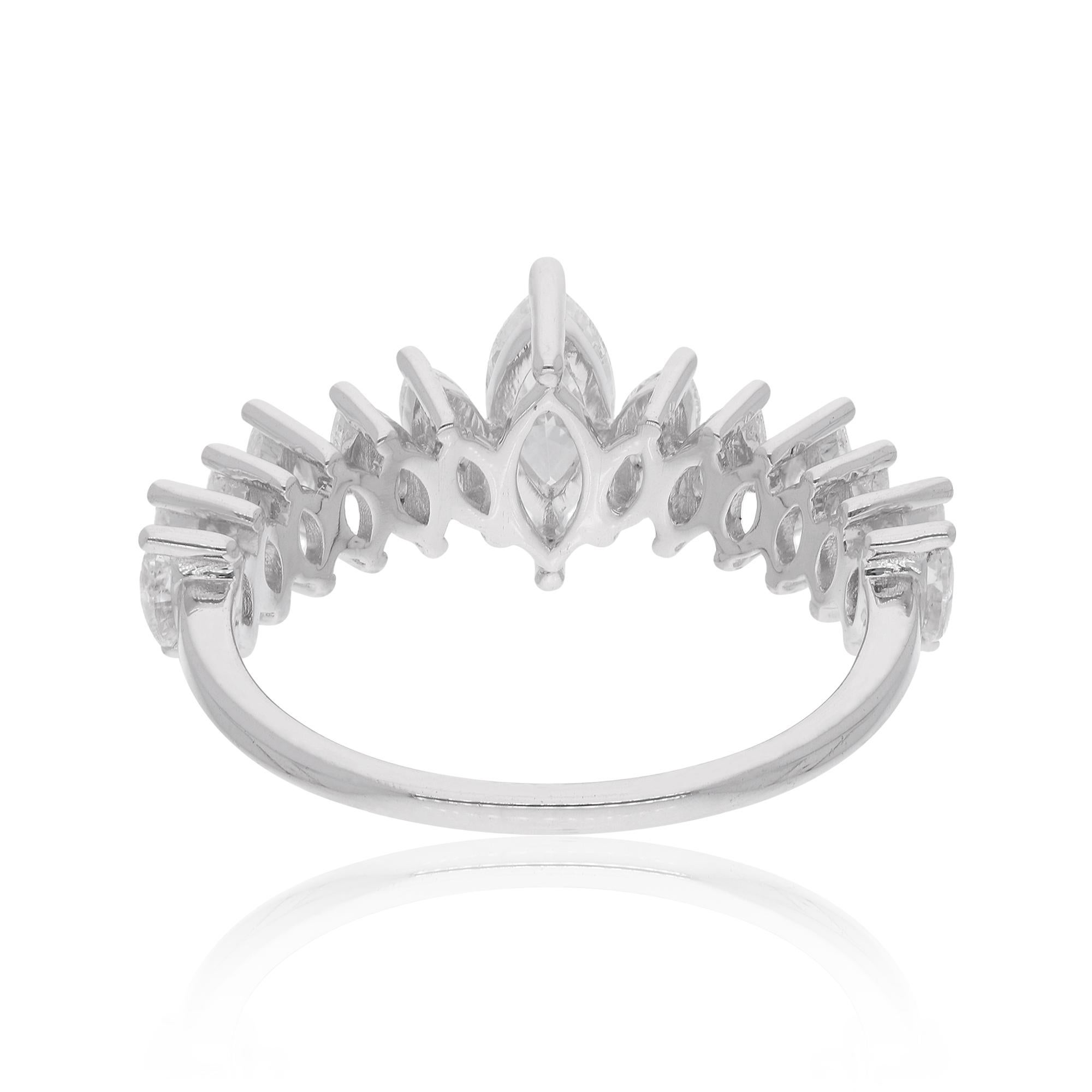 Moderne Bague en or blanc 18 carats avec diamants marquises naturels de 1,38 carat, faite à la main en vente