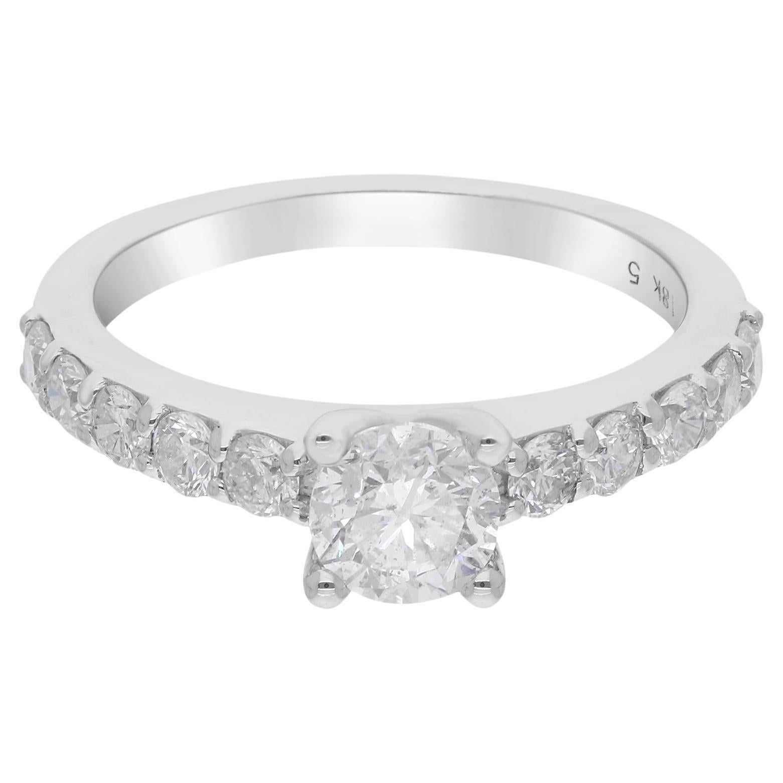 Alliance en or blanc 14 carats avec diamants ronds naturels de 1,38 carat