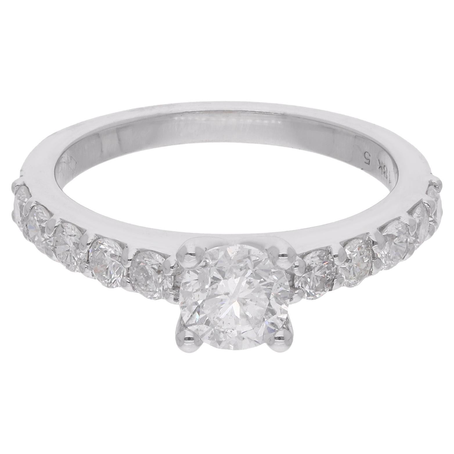 Alliance en or blanc 14 carats avec diamants ronds naturels de 1,38 carat