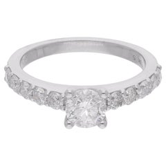 Alliance en or blanc 14 carats avec diamants ronds naturels de 1,38 carat