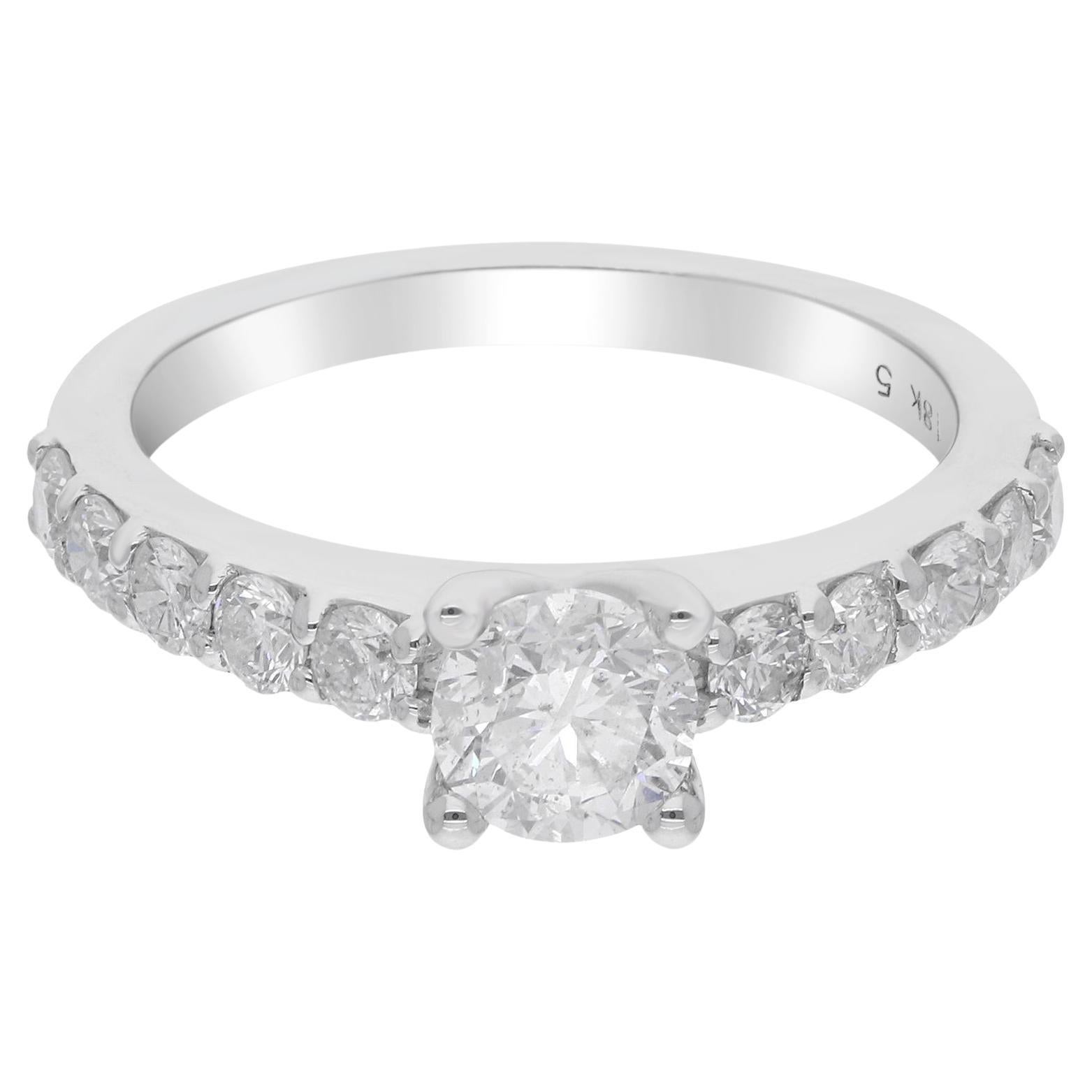 Natural 1.38 Carat Round Diamond Wedding Band Ring 14 Karat White Gold Jewelry