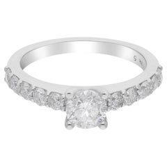 Natural 1.38 Carat Round Diamond Wedding Band Ring 14 Karat White Gold Jewelry