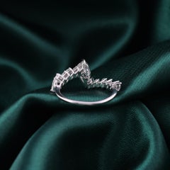 Graduated Marquise Cut Natural Diamond Chevron Ring 1.38 Carat in 18K White Gold