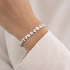 Natural 13.82ct Round Cut Diamond Tennis Bracelet 18k Solid White Gold