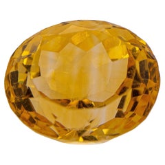 Natural 13.85 Carat Citrine Vivid Yellow Oval Cut