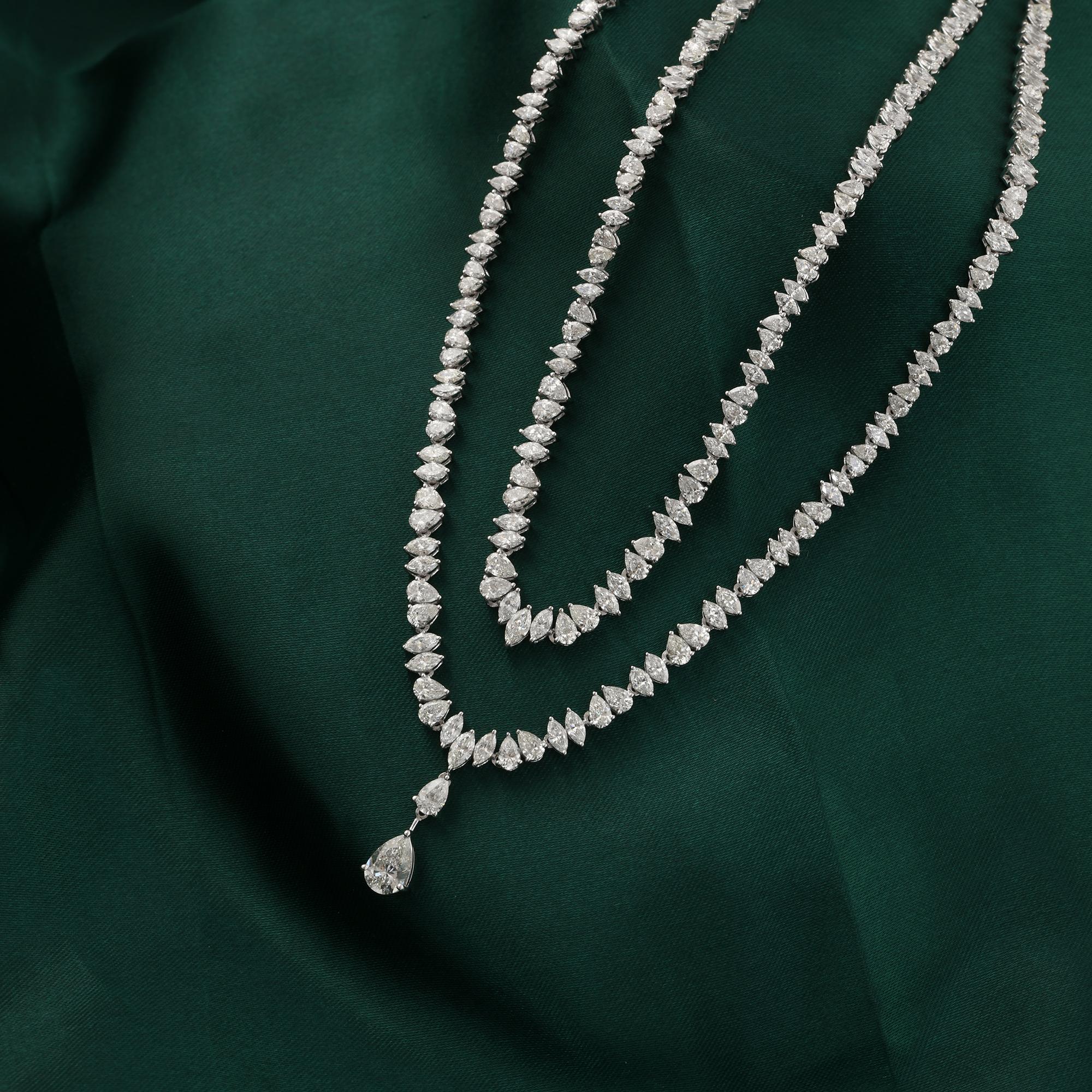 Collier en diamant naturel de 13,85 carats, pureté SI, couleur HI, or blanc 18 carats Neuf - En vente à Diera, AE