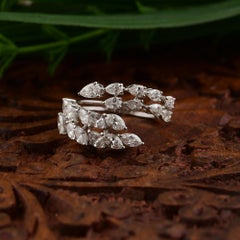 Natural 1.39 Carat SI Clarity HI Color Diamond Wrap Ring 18 Karat White Gold
