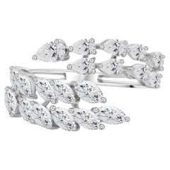 Natural 1.39 Carat SI Clarity HI Color Diamond Wrap Ring 18 Karat White Gold