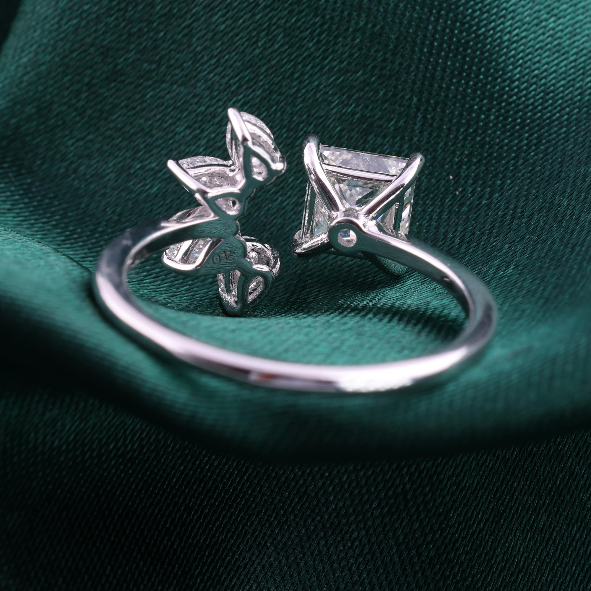 in vendita:  Anello da polso con diamante naturale da 1,39 carati SI/H Princess Pear Cut in oro bianco 18 carati 7